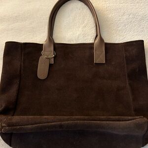 Dark brown suede shoulder bag